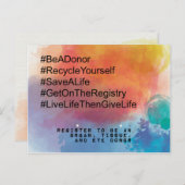 ドナー認識度、移植、臓器提供 ポストカード (正面/裏面)