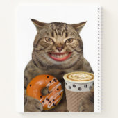 ドナ間抜けウトとコーヒー入りキャットパーソナライズされた ノートブック (裏面)