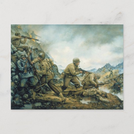 ドナ・ネイリーによる冬の線の赤い牛 ポストカード (正面)