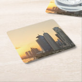 ドハ、カタールの上の日没コースター スクエアペーパーコースター (アングル)