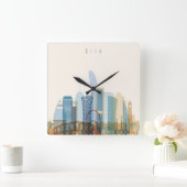 ドハ、カタール|都市スカイライン スクエア壁時計 (ホーム)