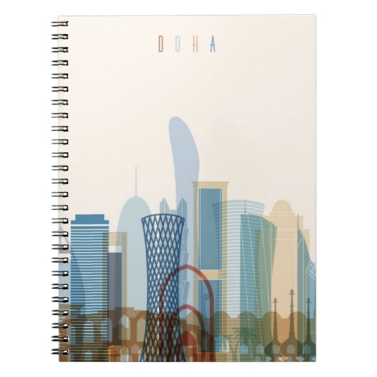 ドハ、カタール|都市スカイライン ノートブック (正面)
