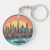 🌆 ドバイのスカイライン 高層ビル 都市 旅行 ギフト 🔑 キーホルダー (裏面)