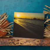 ドバイのビーチでの夕日 フォトプラーク (側面)