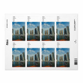 ドバイのマリーナの超高層ビル ラベル (フルシート)