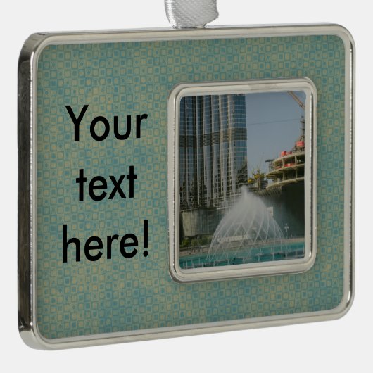 ドバイのモールの噴水 シルバープレートフレームオーナメント (右)