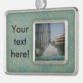ドバイのモールの噴水 シルバープレートフレームオーナメント (左)