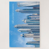 ドバイの未来都市超高層ビルのスカイライン。 ジグソーパズル (縦)