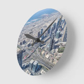 ドバイの空中写真 ラウンド壁時計 (傾斜)