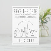 ドバイの結婚式 デコスタイルのスカイライン Save the Date 招待状 (スタンド正面)
