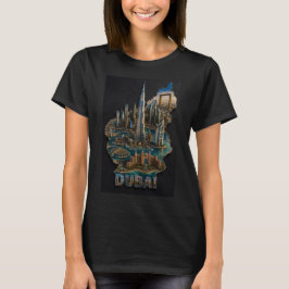ドバイの象徴的なスカイライン 3D アート Tシャツ