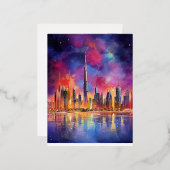 ドバイアットナイト抽象芸術風景 箔シーズンポストカード (正面/裏面)