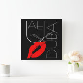 ドバイアラブ首長国連邦の赤い口紅のキスからの挨拶 スクエア壁時計 (ホーム)