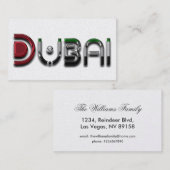 ドバイシティUAEフラグカラーズタイポグラフィ 名刺 (正面/裏面)