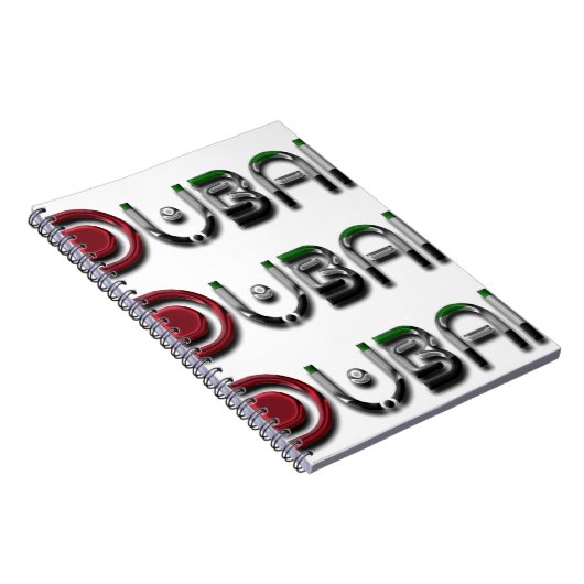 ドバイシティUAE国旗の色タイポグラフィ ノートブック (右側)