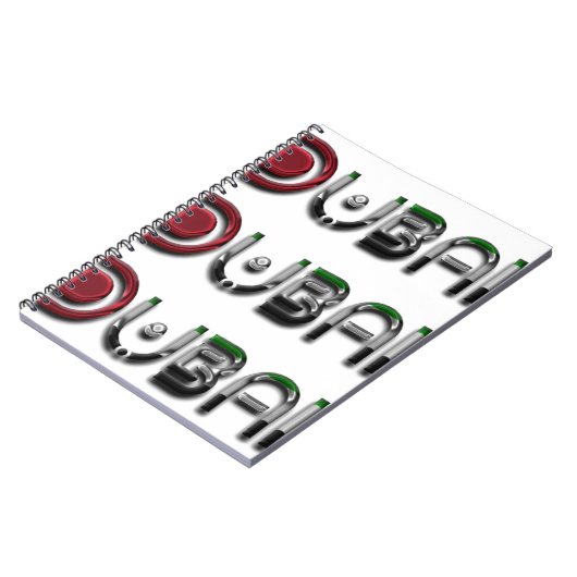 ドバイシティUAE国旗の色タイポグラフィ ノートブック (左側)