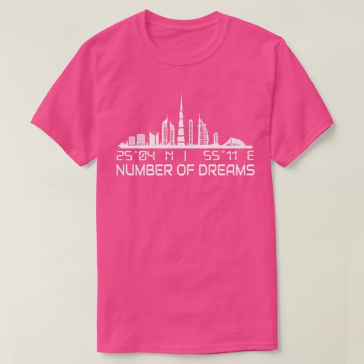 ドバイスカイラインGPS座標キャピタルUAE Tシャツ (デザイン正面)