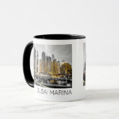 ドバイマリーナシティUAEスカイラインヴィンテージパノラマ マグカップ (正面左)
