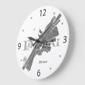 ドバイ地図の時計 ラージ壁時計 (傾斜)