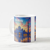 ドバイ大モスク UAE 日没 コーヒーマグカップ (正面左)
