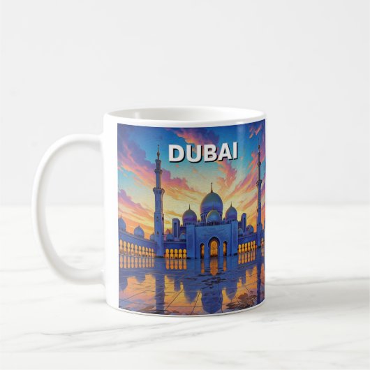 ドバイ大モスク UAE 日没 コーヒーマグカップ (左)