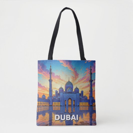 ドバイ大モスク UAE 日没 トートバッグ (正面)