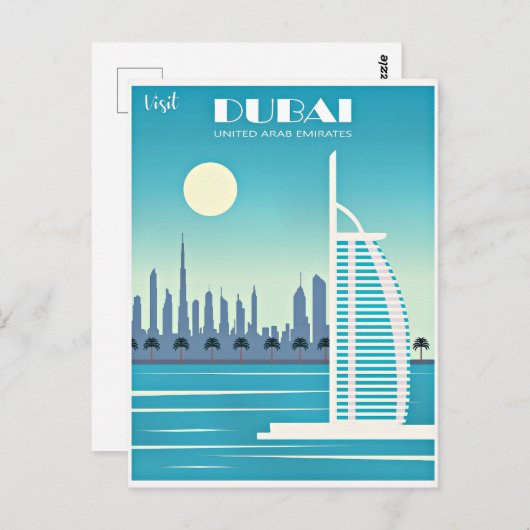 ドバイ旅行ポスターを訪れる ポストカード (正面/裏面)