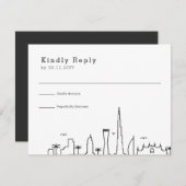 ドバイ結婚の |スタイル化された都市スカイラインRSVP 出欠カード (正面/裏面)