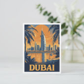 ドバイ統一されたアラブ首長国イラストレーション旅行 ポストカード (スタンド正面)