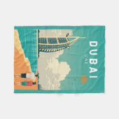 ドバイ統一されたアラブ首長国レトロトラベルアート フリースブランケット (正面(横))