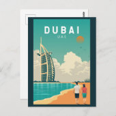ドバイ統一されたアラブ首長国レトロトラベルアート ポストカード (正面/裏面)