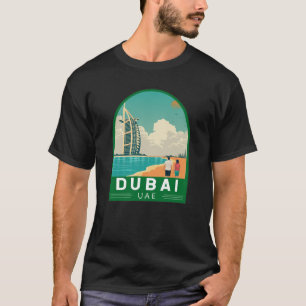ドバイ統一されたアラブ首長国レトロトラベルアート Tシャツ
