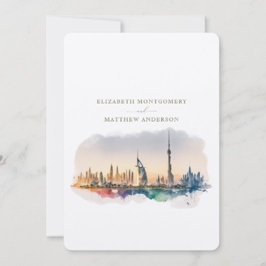 ドバイ統一されたアラブ首長国連邦の目的地の結婚式 招待状 (裏面)