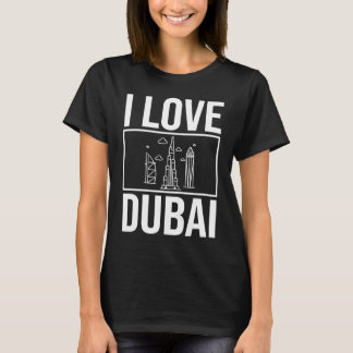 ドバイ統一されたアラブ首長国連邦の都市スカイラインの地図Tr Tシャツ