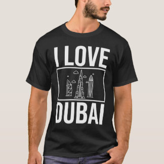 ドバイ統一されたアラブ首長国連邦の都市スカイラインの地図Tr Tシャツ
