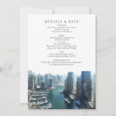 ドバイ スカイライン 水彩 オールインワン ウェディング 招待状 (裏面)