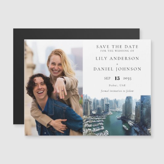 ドバイ 結婚式 写真 セーブ・ザ・デート マグネット招待状 (正面/裏面)