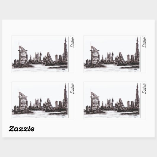 ドバイ 長方形シール (シート)