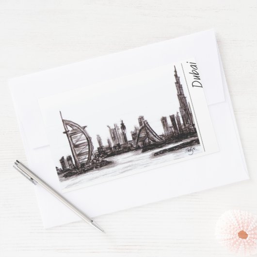 ドバイ 長方形シール (封筒)