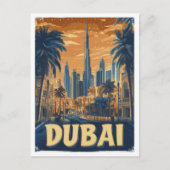 ドバイ UAE アート ビンテージ イラスト 旅行 ポストカード (正面)