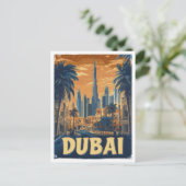 ドバイ UAE アート ビンテージ イラスト 旅行 ポストカード (スタンド正面)