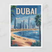 ドバイ UAE アート ビンテージ イラスト 旅行 ポストカード (正面)