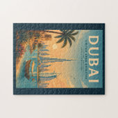 ドバイ UAE イラスト 旅行 アート ヴィンテージ ジグソーパズル (横)