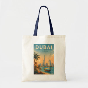 ドバイ UAE イラスト 旅行 アート ヴィンテージ トートバッグ