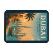ドバイ UAE イラスト 旅行 アート ヴィンテージ マグネット (横)
