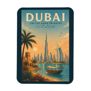 ドバイ UAE イラスト 旅行 アート ヴィンテージ マグネット