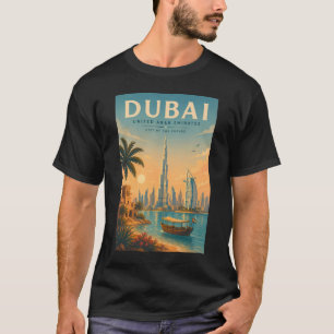 ドバイ UAE イラスト 旅行 アート ヴィンテージ Tシャツ