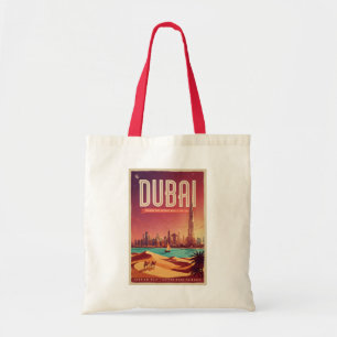 ドバイ UAE 夜のスカイライン イラスト 旅行アート トートバッグ