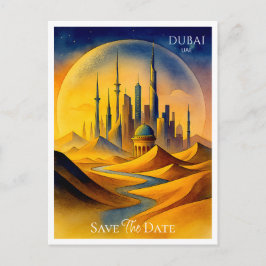 ドバイ UAE 水彩 セーブ・ザ・デート ポストカード
