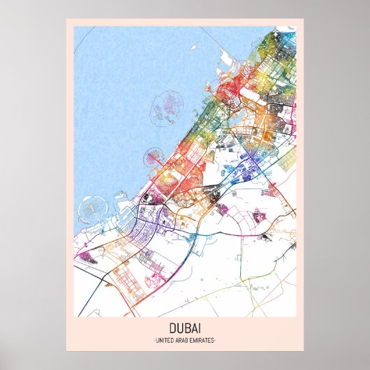 ドバイ UAE 都市地図 ポスター (正面)